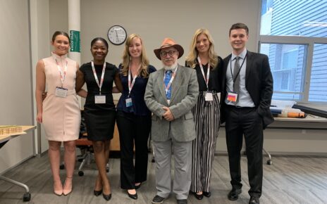 Mizzou’s winning Solar Decathlon team is Margaret Jordan, Janee Thompson, Megan Wahlquist, Professor Michael Goldschmidt, Jessica Blankinship and Brandon Smeets.