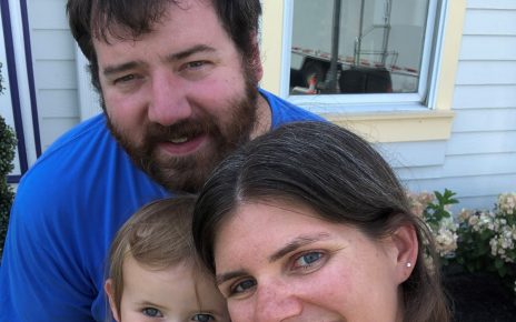 Family selfie of Jeremy Shewmaker, Rebecca Fallon and their two-year-old daughter