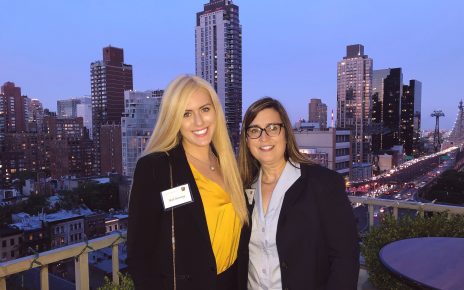 Nicole Cummings (left) with her mentor, Mary Beth Mars, in New York during the Tigers on Wall Street trip. Taken pre-COVID.